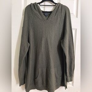 Torrid Women's Hooded V-Neck Sweater Pullover Hoodie in Olive Green